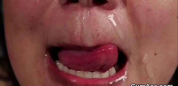  Wicked idol gets jizz load on her face eating all the jizm